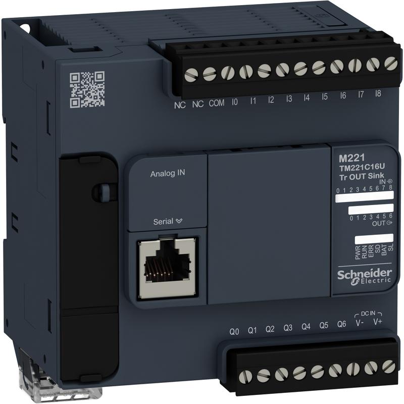 Schneider Electric TM221C16U >PLC Modicon M221, 24VDC, 9DI, 7DQ (neg.