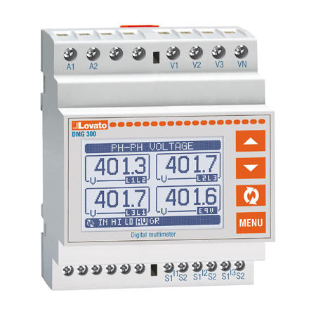 LOVATO Electric DMG300L01 instalační digitální multimetr s LCD displejem, EXP, OPTIC I/F GB-RU-CZ-D-PL