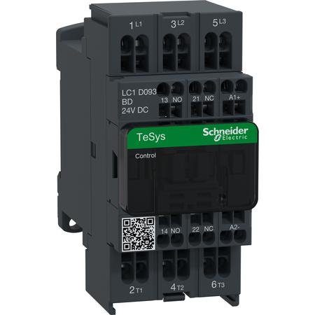 Schneider Electric LC1D093BD Stykač 9A 1"Z" +1"V", pruž.svorky, 24V DC, cívka s rozšíř.rozsahem a odruš.modulem