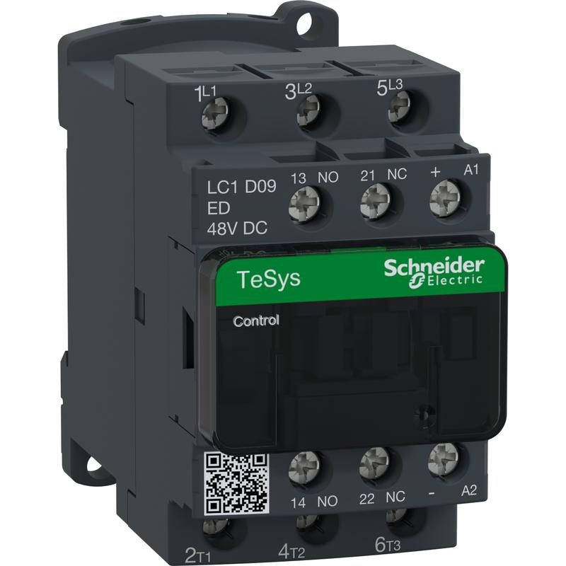 Schneider Electric LC1D09ED Stykač 9A 1"Z" +1"V" 48V DC, cívka s rozšíř.rozsahem a odruš.modulem