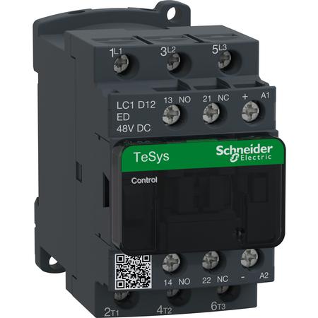 Schneider Electric LC1D12ED Stykač 12A 1"Z" +1"V" 48V DC, cívka s rozšíř.rozsahem a odruš.modulem