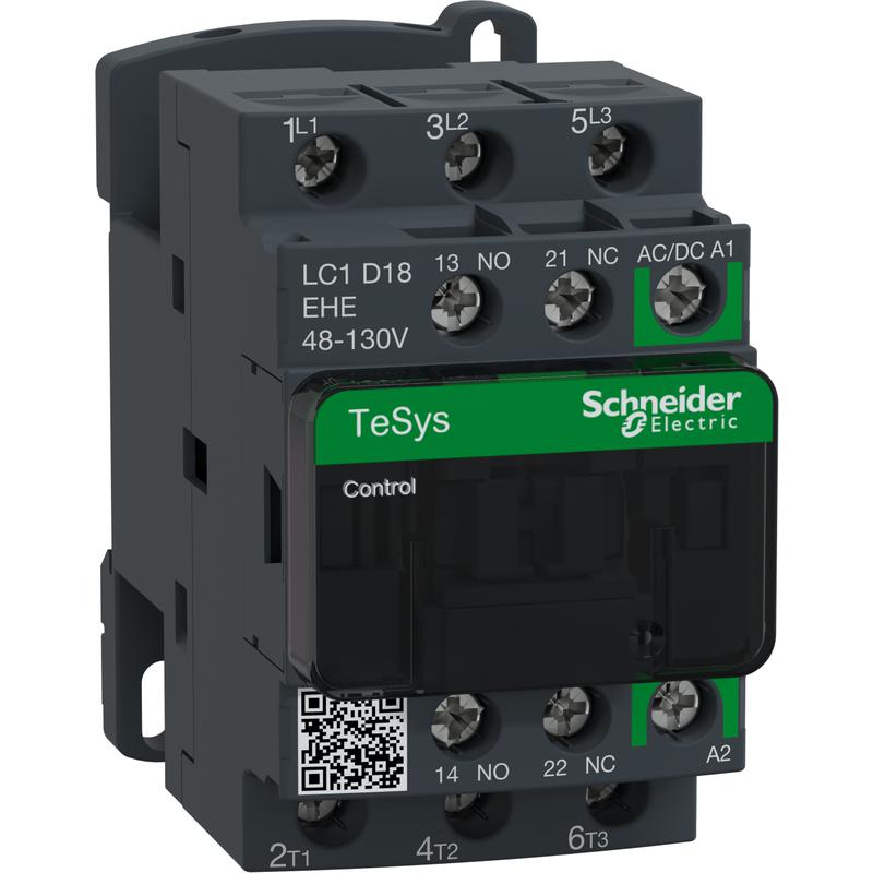 Schneider Electric LC1D18EHE TeSys D Green 3P 18A 48 - 130V AC/DC