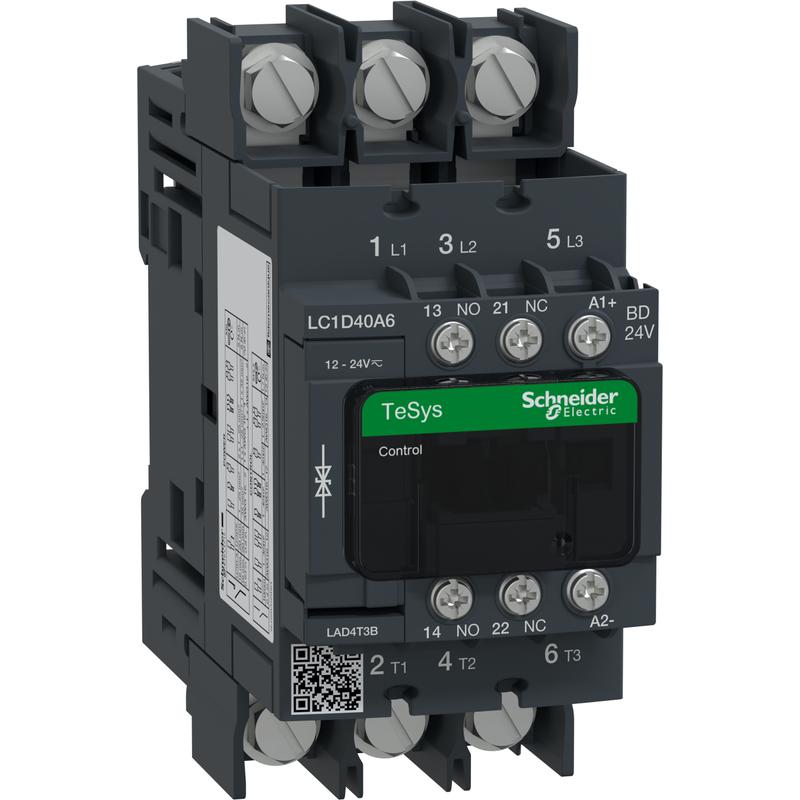 Schneider Electric LC1D40A6BD 3P stykač se svorkami pro oka AC3 440V 40A cívka 24V DC