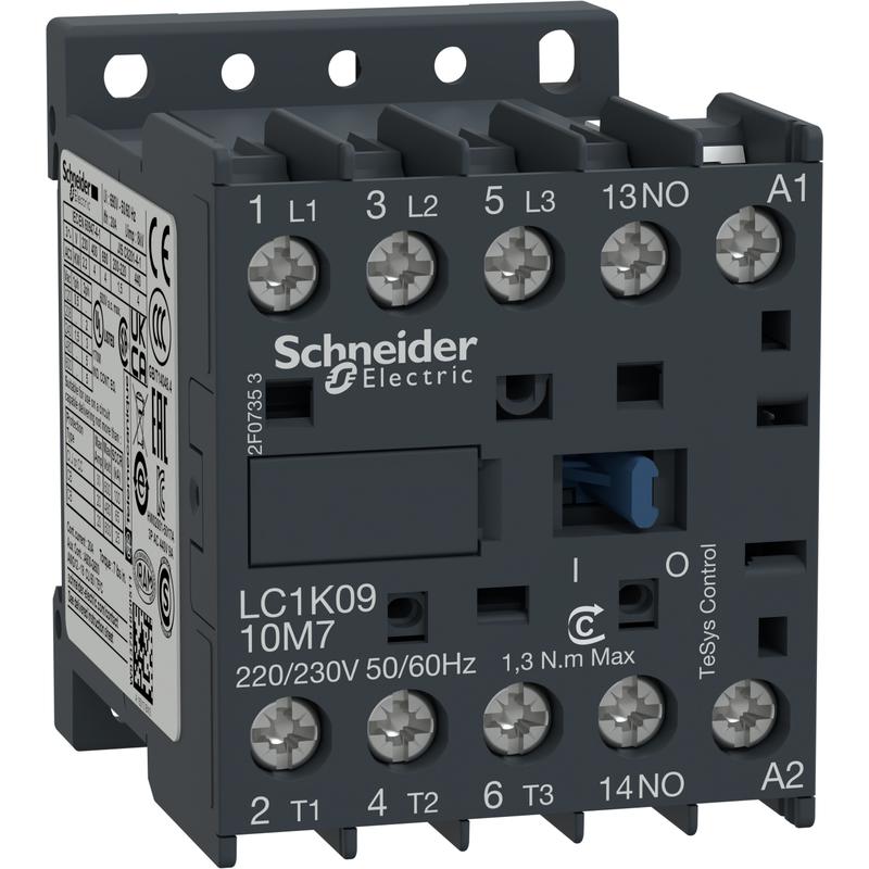 Schneider Electric LC1K0910E7 ministykač 3P (3Z) 9A AC-3 440V-pomocný kontakt 1Z- cívka 48V 50Hz