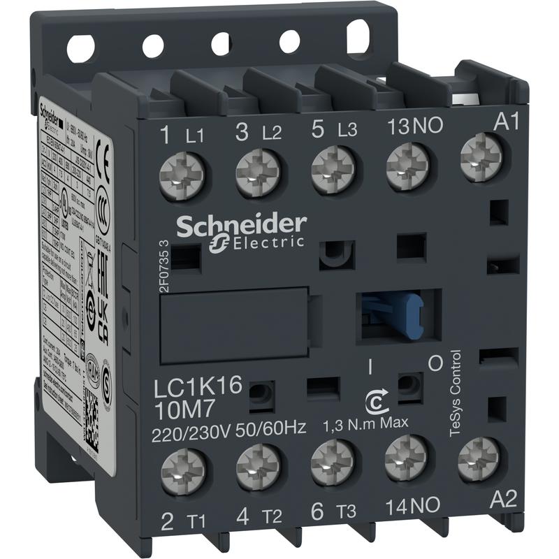 Schneider Electric LC1K1610P5 ministykač 3P 16A AC-3 440V - pomocný kontakt 1Z - cívka 230V 50Hz