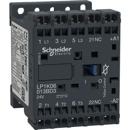 Schneider Electric LP1K06013MD3 TeSys K stykač - 3P - AC-3 440 V 6 A - 1 NC kontakt - 220 V DC cívka