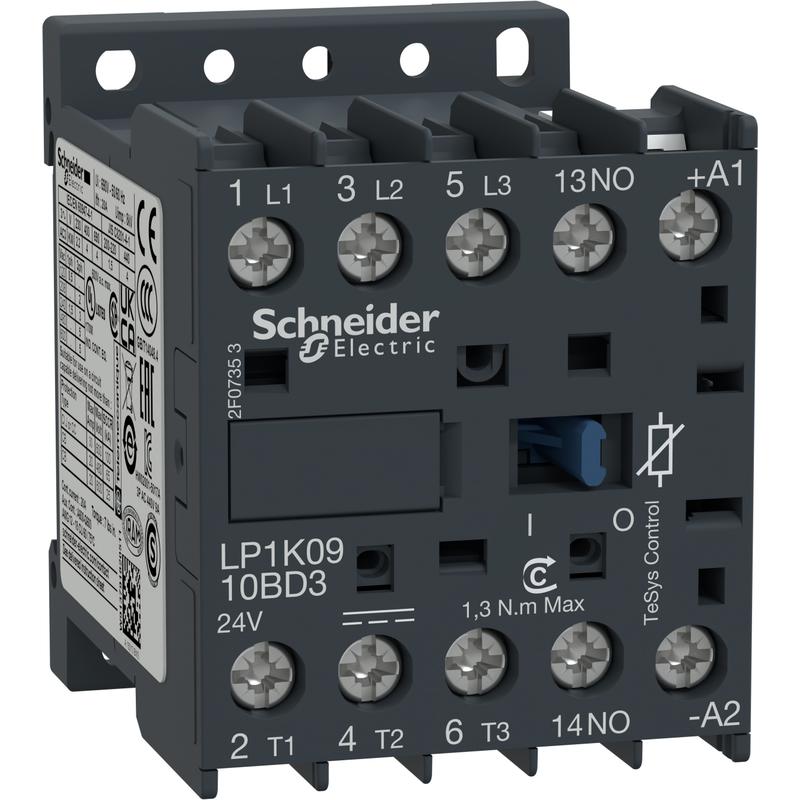 Schneider Electric LP1K0910ED3 ministykač 3P (3Z) 9A AC-3 440V-pomocný kontakt 1Z-cívka 48V DC