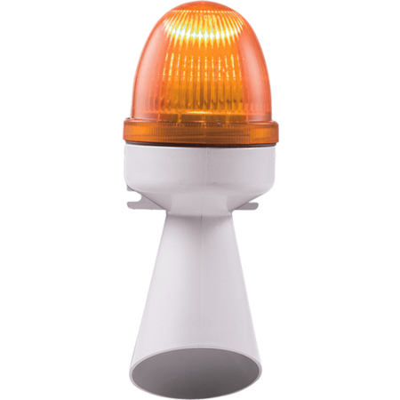 Sirena 38872 Houkačka s optickou signalizací - SEM LED - 240 V; AC; IP43; 95 dB; oranžová; světle šedá; trvalý tón + nastavitelný světelný režim; (38872)