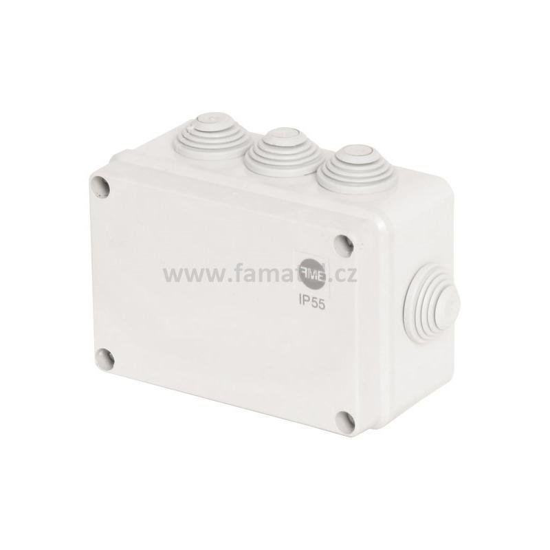 Famatel 68032 Krabice SolidBox IP55, 130x95x58mm, plné víko, stupňovité vývodky (8x)