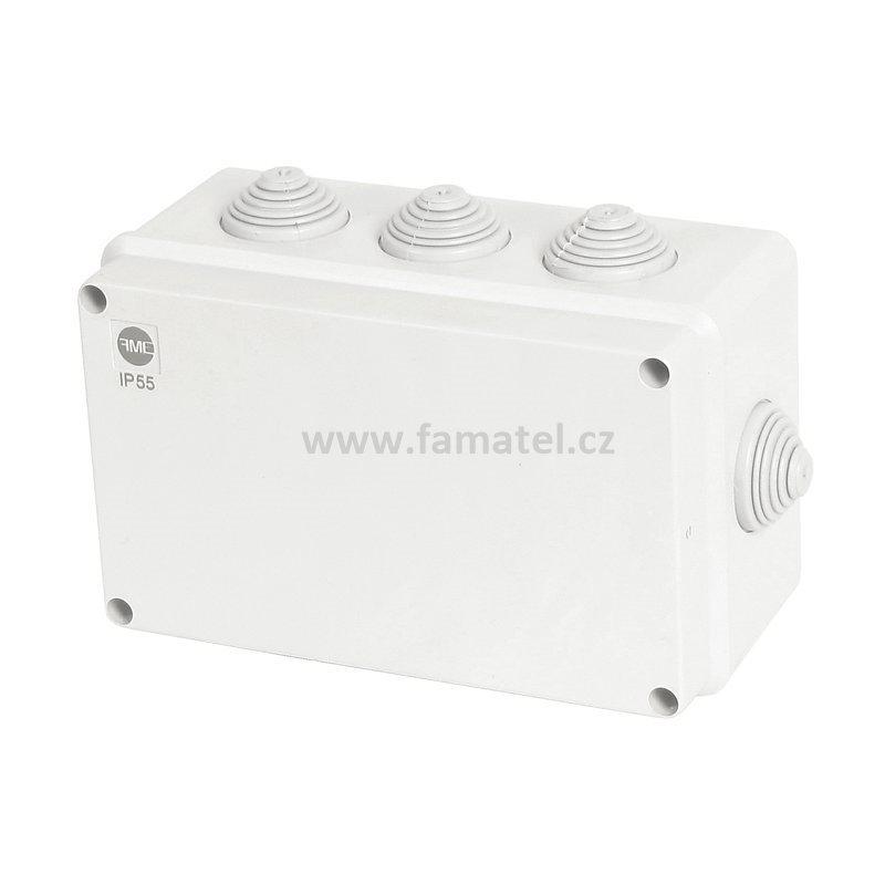 Famatel 68072 Krabice SolidBox IP55, 198x139x82mm, plné víko, stupňovité vývodky (8x)