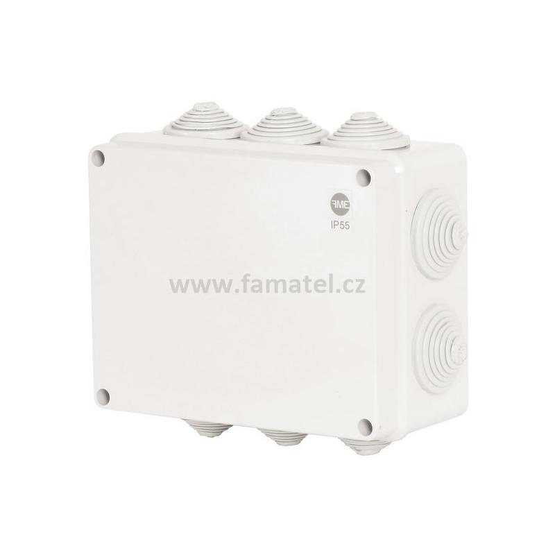 Famatel 68112 Krabice SolidBox IP55, 198x163x80mm, plné víko, stupňovité vývodky (10x)