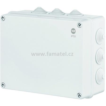 Famatel 68212 Krabice SolidBox IP55, 305x244x126mm, plné víko, stupňovité vývodky (12x)