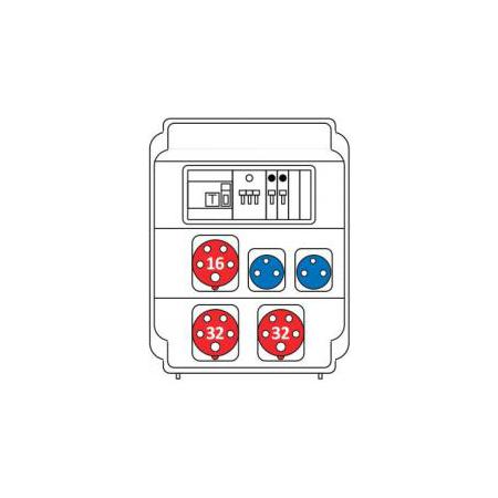 SEZ ROS 11/FI-12 Zásuvková rozvodnice 2x3253+1x1653+2x230V s chráničem IP54