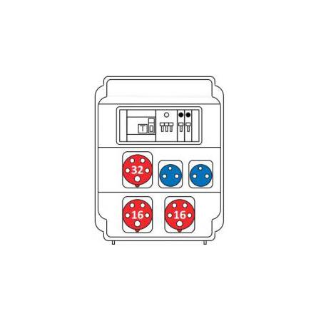 SEZ ROS 11/FI-15 Zásuvková rozvodnice 1x3253+2x1653+2x230V s chráničem IP54