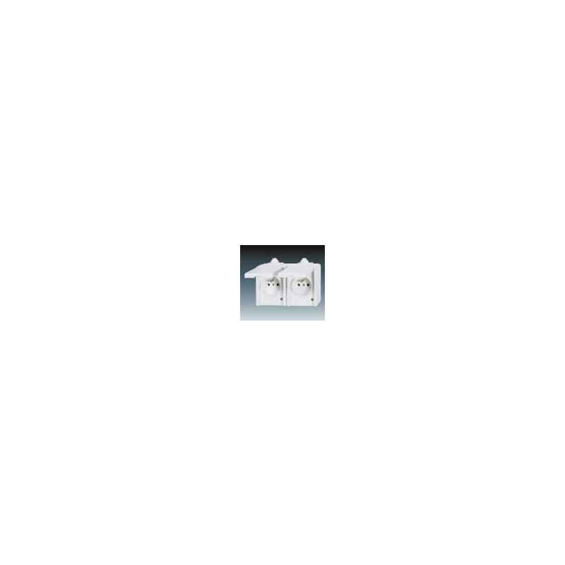 ABB 5518-2069 B Zásuvka dvojnásobná IP 44, s ochrannými kolíky, s víčky, bílá