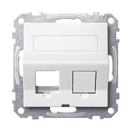 Schneider Electric MTN4568-0319 Merten - Centrální deska pro datovou zásuvku 2xRJ45 keystone šikmá s popisovým polem, Polar