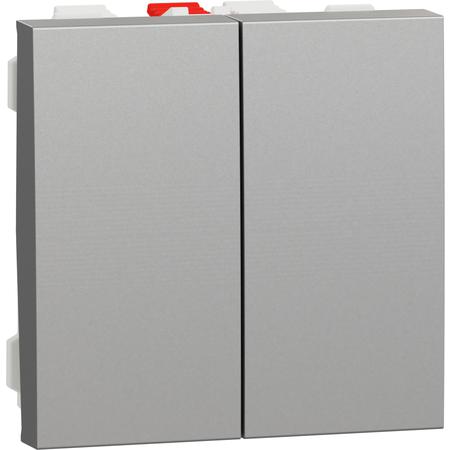 Schneider Electric NU321330 Unica - Přepínač dvojitý střídavý řazení 6+6 (5b), Aluminium