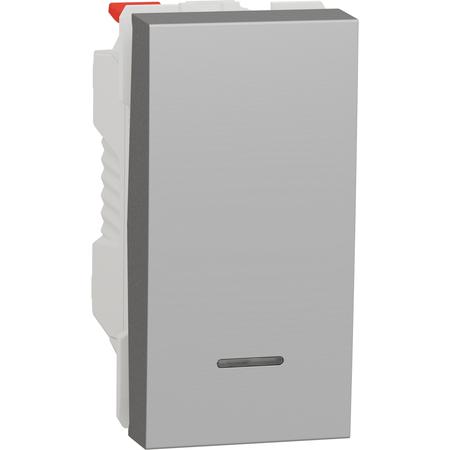 Schneider Electric NU310630N Unica - Tlačítko s orientační kontrolkou řazení 1/0So, 1M, Aluminium