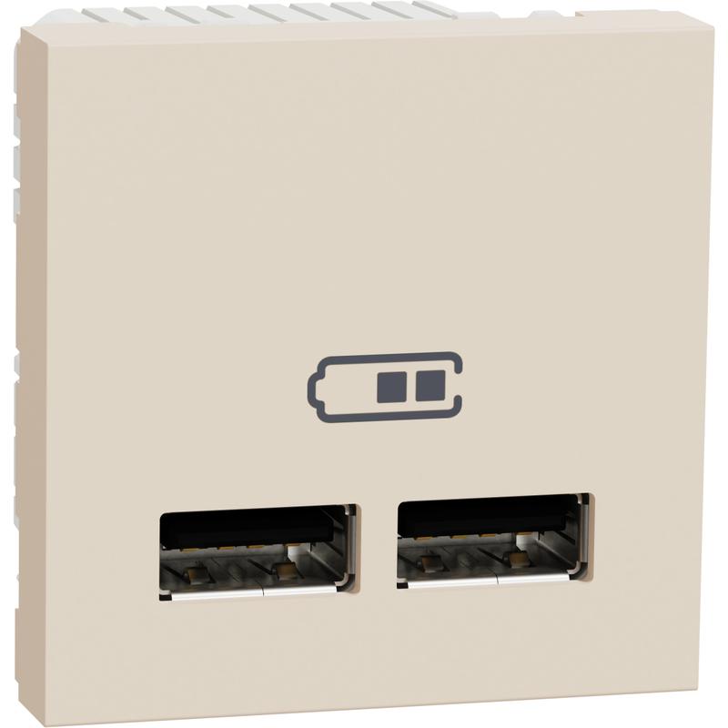 Schneider Electric NU341844 Unica - Dvojitý nabíjecí USB A+A konektor 2.1A, 2M, Béžový