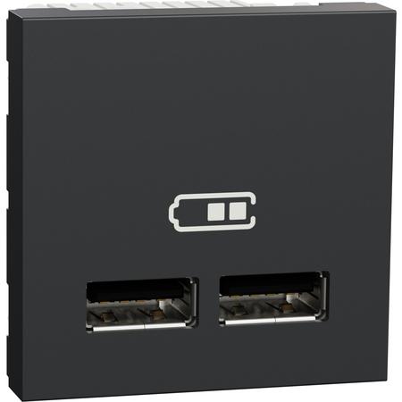 Schneider Electric NU341854 Unica - Dvojitý nabíjecí USB A+A konektor 2.1A, 2M, Antracit