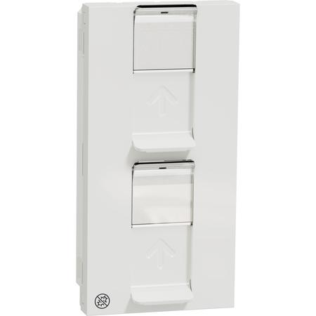 Schneider Electric NU946220 Unica - Centrální deska 2xRJ45 Keystone, 4mod, Bílá Antibakteriální