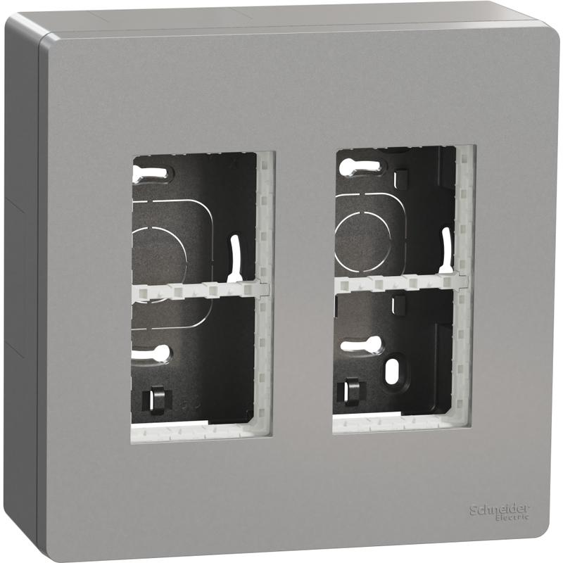 Schneider Electric NU122430 Unica System+ - Centrální jednotka 2x4 moduly vertikální povrchová, Aluminium