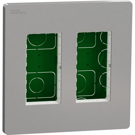 Schneider Electric NU172430 Unica System+ - Centrální jednotka 2x4 modulů zapuštěná, Aluminium