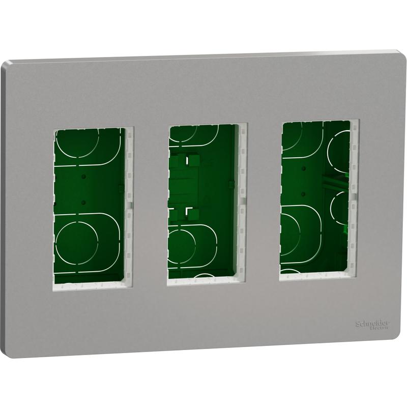 Schneider Electric NU173430 Unica System+ - Centrální jednotka 3x4 modulů zapuštěná, Aluminium