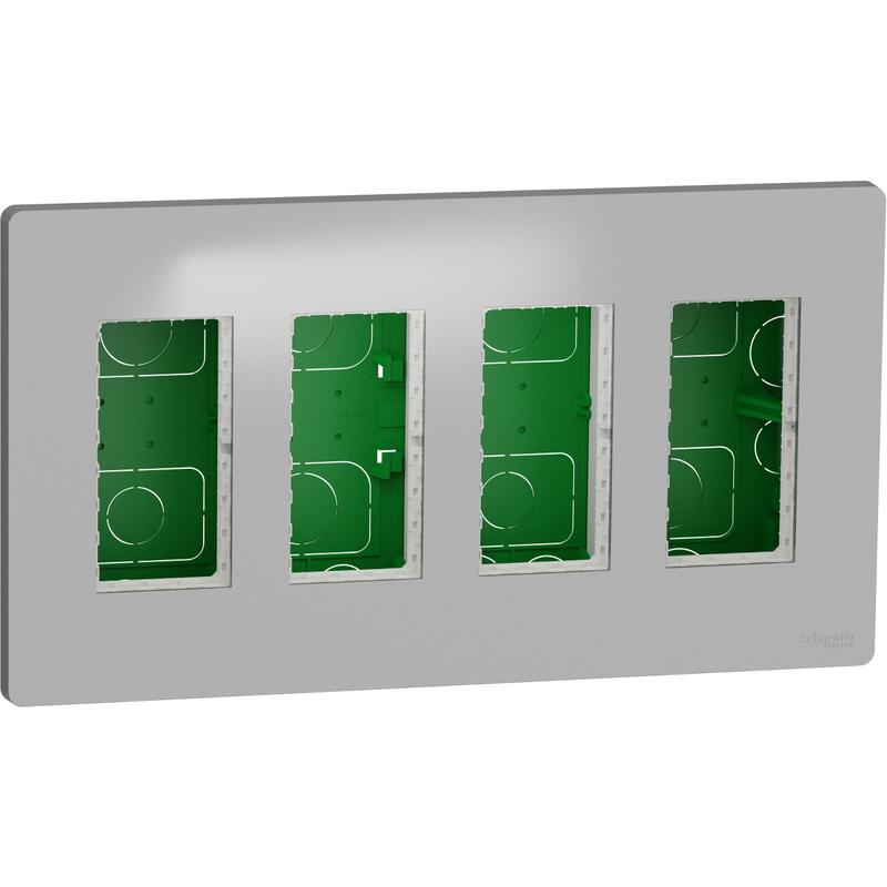 Schneider Electric NU174430 Unica System+ - Centrální jednotka 4x4 modulů zapuštěná, Aluminium