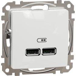 Schneider Electric SDD111401 Sedna D/E - Dvojitá USB A+A nabíječka 2.1A, Bílá