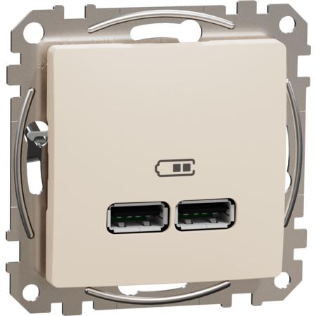 Schneider Electric SDD112401 Sedna D/E - Dvojitá USB A+A nabíječka 2.1A, Béžová