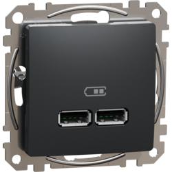 Schneider Electric SDD114401 Sedna D/E - Dvojitá USB A+A nabíječka 2.1A, Antracit