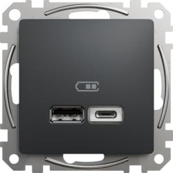Schneider Electric SDD114402 Sedna D/E - Dvojitá USB A+C nabíječka 2.4A, Antracit