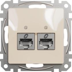 Schneider Electric SDD112462S Sedna D/E - Datová zásuvka 2xRJ45 kat. 6 STP, Béžová