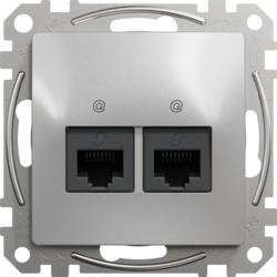 Schneider Electric SDD113467 Sedna D/E - Datová zásuvka 2xRJ45 kat. 6A UTP, Aluminium