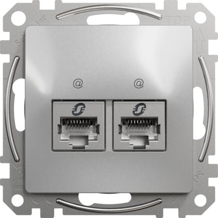 Schneider Electric SDD113467S Sedna D/E - Datová zásuvka 2xRJ45 kat. 6A STP, Aluminium