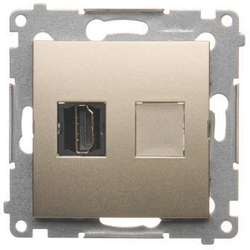 Simon DGHDMI.01/44 Zásuvka HDMI jednonásobná zlatá matná, metalizovaná