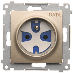 Simon DGD1.01/44 Zásuvka jednonásobná s uzemněním DATA s  klíčem pro rámečky Nature pro rámečky Premium (přístroj s krytem) 16A 250V, šroubové svorky, zlatá matná, metalizovaná