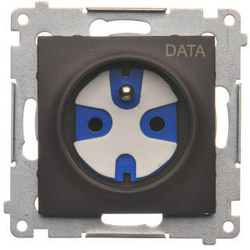 Simon DGD1.01/46 Zásuvka jednonásobná s uzemněním DATA s  klíčem pro rámečky Nature pro rámečky Premium (přístroj s krytem) 16A 250V, šroubové svorky, hnědá matná, metalizovaná