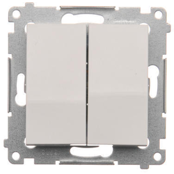 Simon DP2.01/11 Ovladač zapínací dvojitý, řazení 1/0+1/0 (přístroj s krytem) 10AX 250V, bezšroubové, bílá