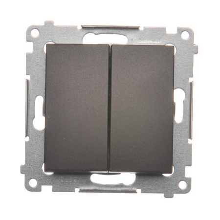 Simon DP2.01/46 Ovladač zapínací dvojitý, řazení 1/0+1/0 (přístroj s krytem) 10AX 250V, bezšroubové, hnědá matná, metalizovaná