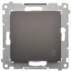 Simon DS1.01/46 Ovladač zapínací SVĚTLO, řazení 1/0 (přístroj s krytem) 10AX 250V, bezšroubové, hnědá matná, metalizovaná