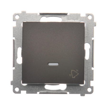 Simon DD1L.01/46 Ovládač zapínací ZVONEK, s orientačním LED podsvětlením, řazení 1/0 So (přístroj s krytem) 10AX 250V, bezšroubové, hnědá matná, metalizovaná
