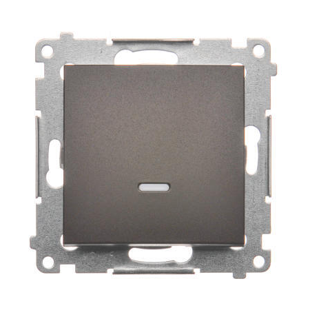 Simon DP1L.01/46 Ovládač zapínací, s orientačním LED podsvětlením bez piktogramu, řazení 1/0 So (přístroj s krytem) 10AX 250V, bezšroubové, hnědá matná, metalizovaná
