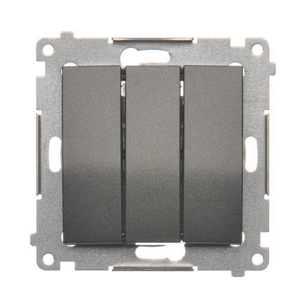 Simon DP31L.01/48 Trojité tlačítko s podsvětlením (přístroj s krytem) 10AX 250V, bezšroubové, antracit, metalizovaná