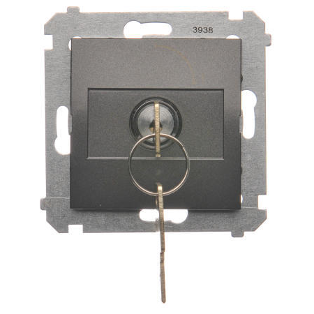 Simon DW1K.01/48 Spínač jednopólový na klíček - 2 polohový „0-I” (přístroj s krytem) 5A 250V, pro pájení, antracit, metalizovaná