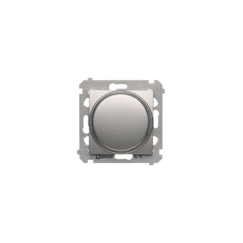 Simon DS9L.01/43 Stmívač pro stmívatelné LED, otočné ovládání, tlačítkové spínání, jednoobvodový stříbrná se schodišťovým spínačem:Ano