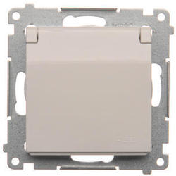 Simon DGZ1BUZ.01/11 Jednotná kolíková zásuvka, v krytí IP44 bez těsnění, s bílým víčkem pro rámečky Premium (přístroj s krytem) 16A 250V, šroubové svorky, bílá